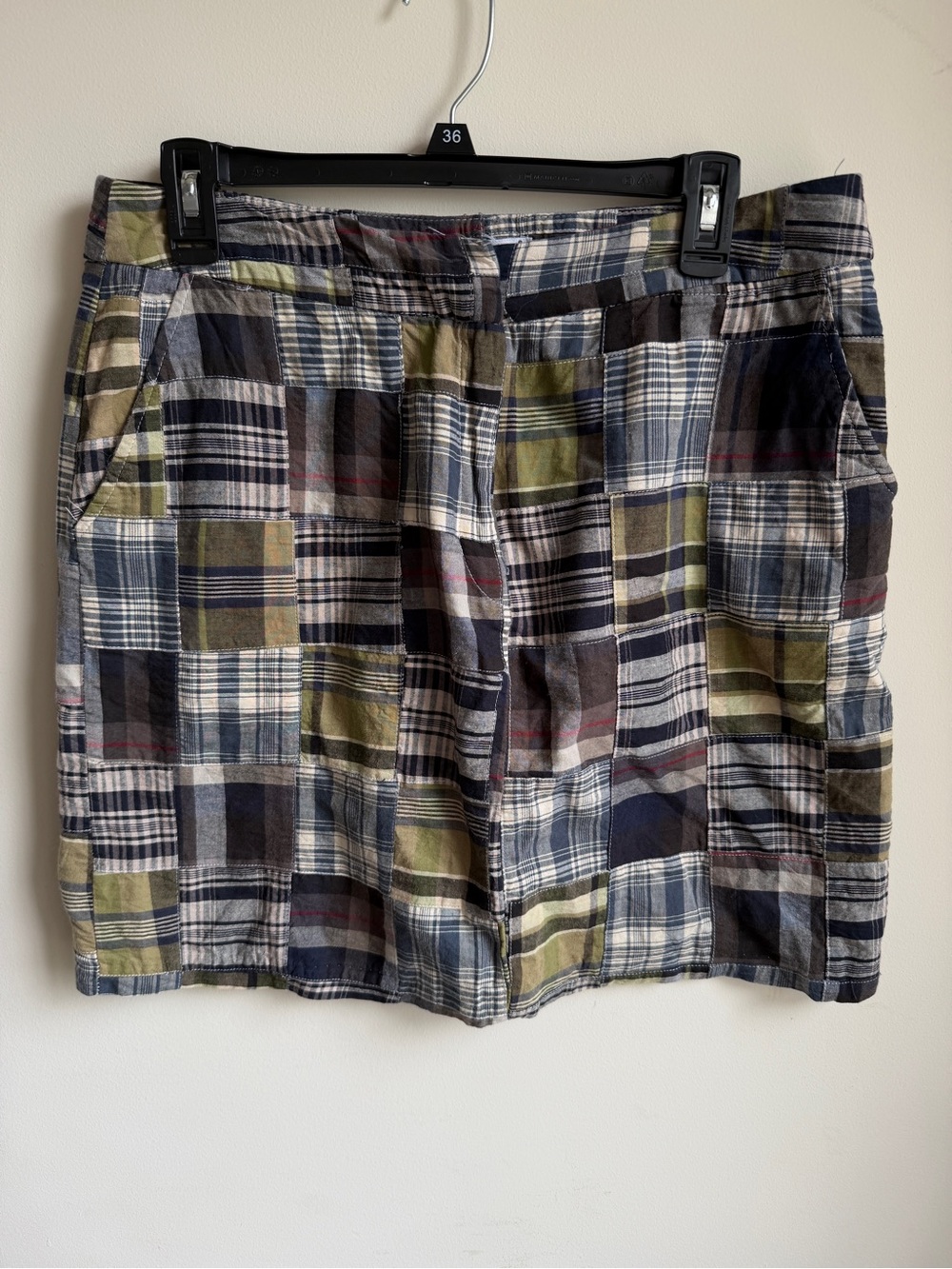Carole Little 100% Cotton Unlined Madras Skirt Pockets Womens 10
